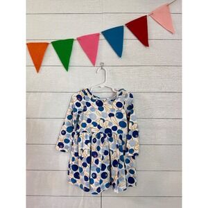 Tea Collection Girls Blueberry Print Ruffle Neck Long Sleeve Skater Dress Size 2